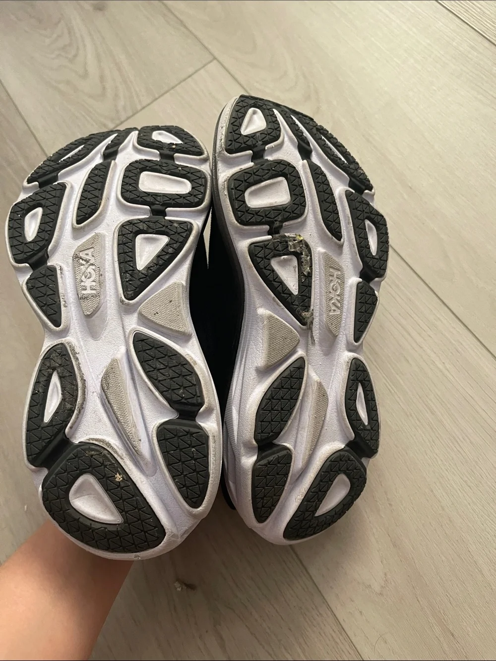 Hoka Black and White Running Sneakers